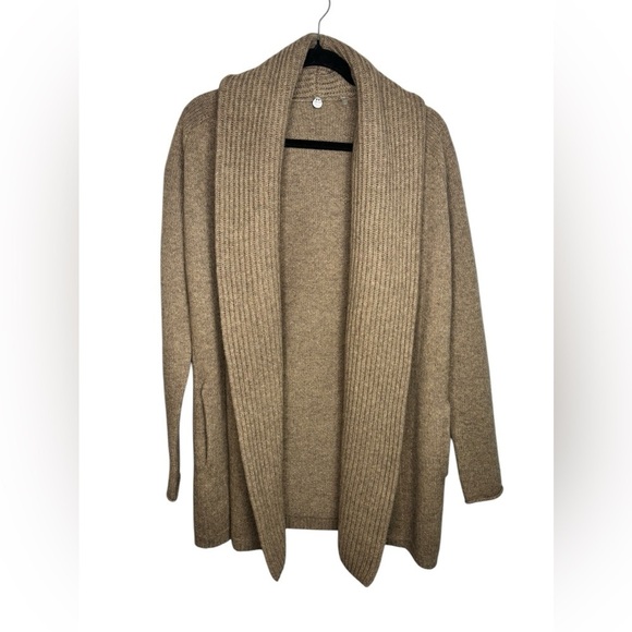 Margaret O’Leary Cozy Cabin Fall Knit Open Front Tan Cotton Cardigan Size XS - Picture 1 of 10